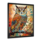 Colorful Boho Owl Retro Illustration - Owl Canvas Wall Art