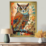 Colorful Boho Owl Retro Illustration - Owl Canvas Wall Art