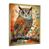 Colorful Boho Owl Retro Illustration - Owl Canvas Wall Art