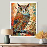 Colorful Boho Owl Retro Illustration - Owl Canvas Wall Art