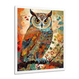 Colorful Boho Owl Retro Illustration - Owl Canvas Wall Art