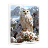 Majestic White Snow Owl In The Mountains - Owl Wall Art Prints