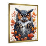 Nobel Owl Red Autumn Leaves - Owl Framed Canvas Art