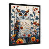 Nobel Owl Blooming Orange Flowers - Owl Large Canvas Wall Art