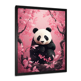 Panda In Pink Blossoming Tree - Panda Living Room Wall Art