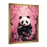 Panda In Pink Blossoming Tree - Panda Living Room Wall Art