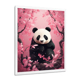 Panda In Pink Blossoming Tree - Panda Living Room Wall Art