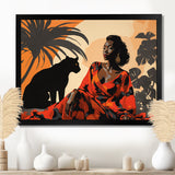 Black Panther With Gracious Woman Companion - Panther Wall Decor