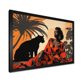 Black Panther With Gracious Woman Companion - Panther Wall Decor