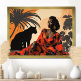 Black Panther With Gracious Woman Companion - Panther Wall Decor