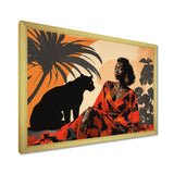 Black Panther With Gracious Woman Companion - Panther Wall Decor