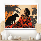 Black Panther With Gracious Woman Companion - Panther Wall Decor
