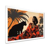 Black Panther With Gracious Woman Companion - Panther Wall Decor