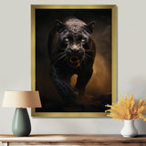 Ferocious Black Panther Running In The Mist - Panther Large Canvas Wall Art