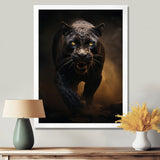 Ferocious Black Panther Running In The Mist - Panther Large Canvas Wall Art
