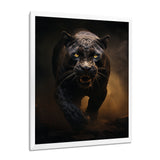 Ferocious Black Panther Running In The Mist - Panther Large Canvas Wall Art