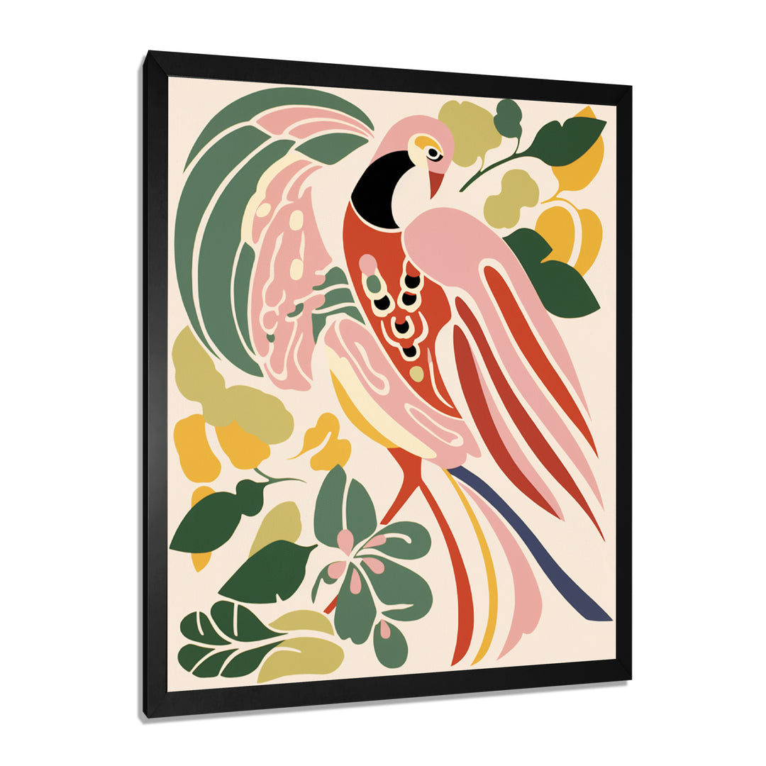 Pink Peacock Graphic Illustration - Peacock Canvas Wall Art