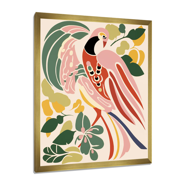 Pink Peacock Graphic Illustration - Peacock Canvas Wall Art