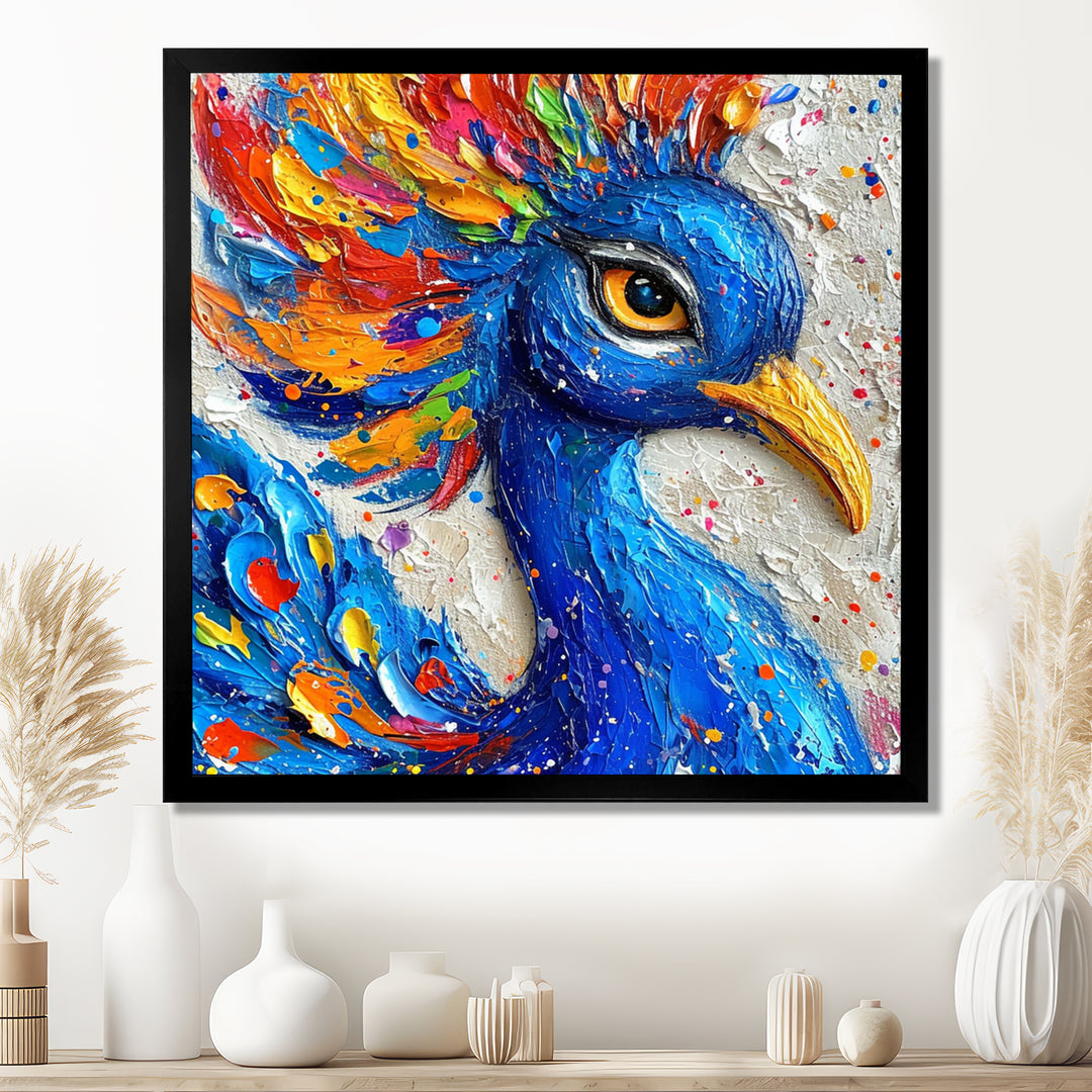 Painting Of Beautiful Blue Peacock - Peacock Wall Decor