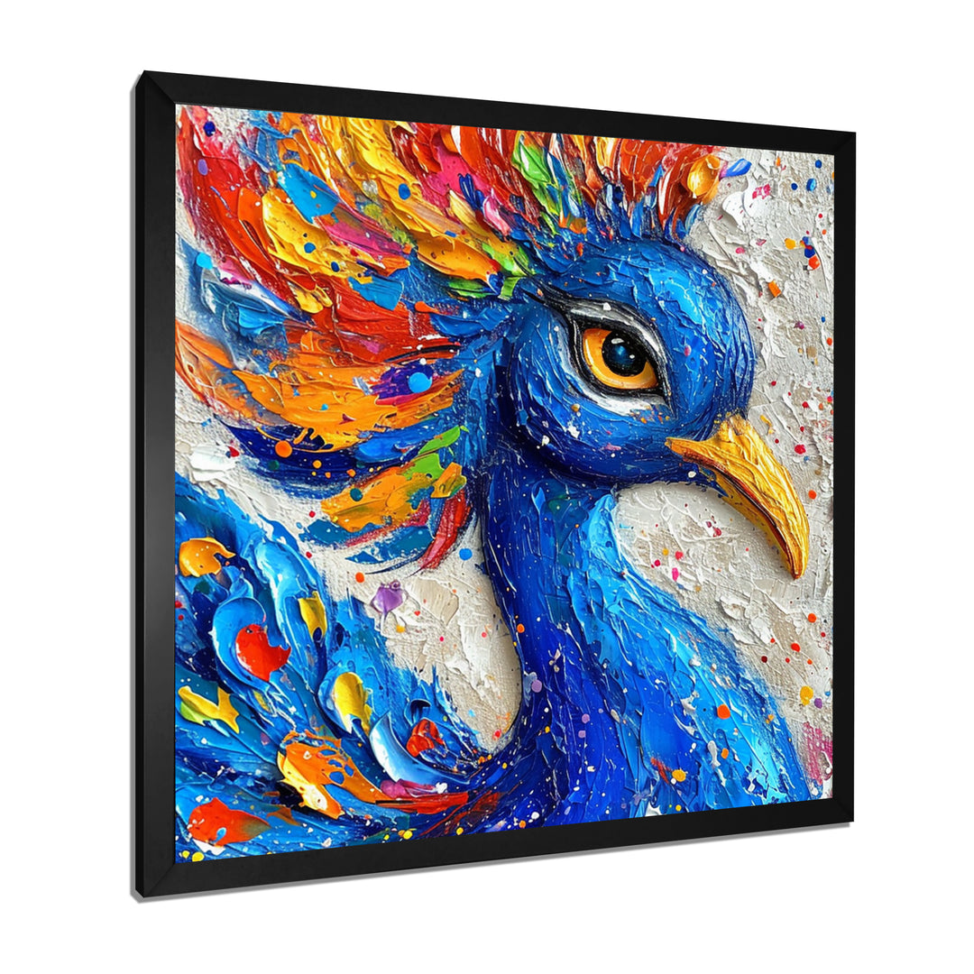 Painting Of Beautiful Blue Peacock - Peacock Wall Decor
