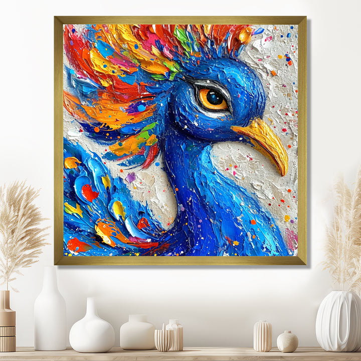 Painting Of Beautiful Blue Peacock - Peacock Wall Decor