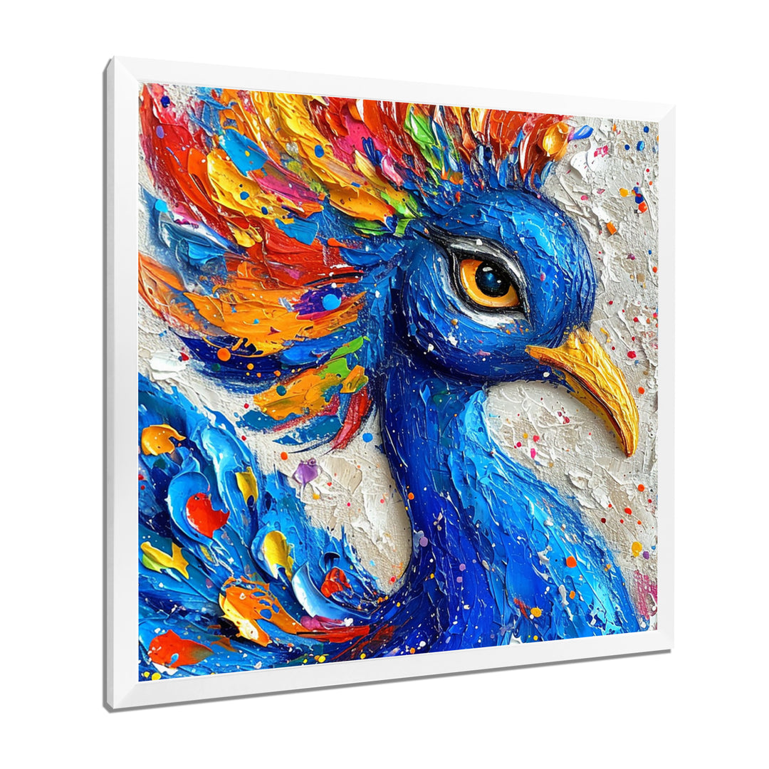 Painting Of Beautiful Blue Peacock - Peacock Wall Decor