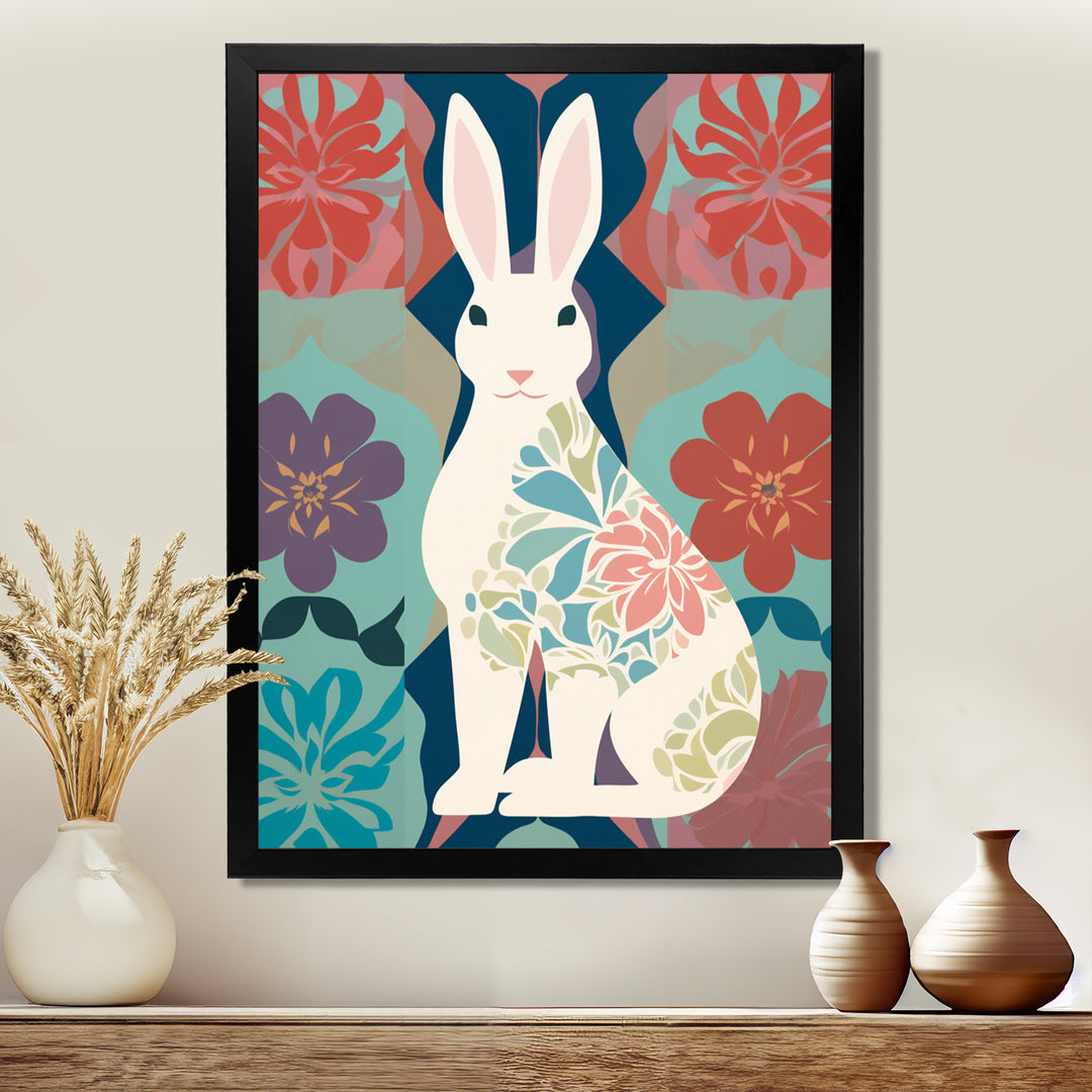 Follow The White Rabbit Retro Illustration - Rabbit Wall Art Prints