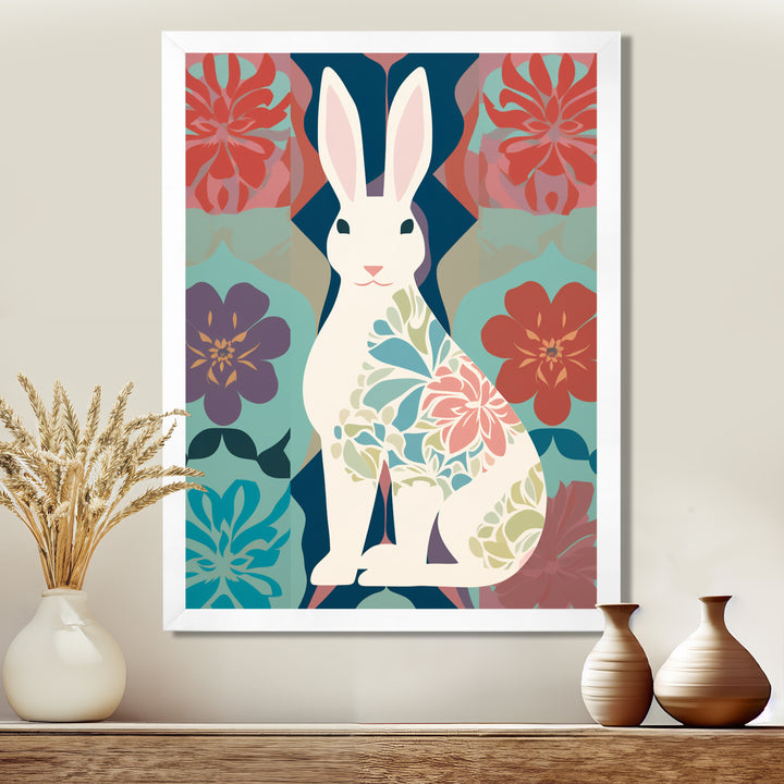 Follow The White Rabbit Retro Illustration - Rabbit Wall Art Prints