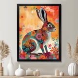 Colorful Boho Retro Rabbit Illustration - Rabbit Wall Art Prints