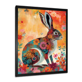 Colorful Boho Retro Rabbit Illustration - Rabbit Wall Art Prints
