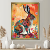 Colorful Boho Retro Rabbit Illustration - Rabbit Wall Art Prints