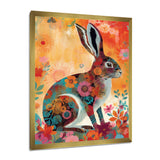 Colorful Boho Retro Rabbit Illustration - Rabbit Wall Art Prints