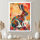 Colorful Boho Retro Rabbit Illustration - Rabbit Wall Art Prints