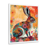 Colorful Boho Retro Rabbit Illustration - Rabbit Wall Art Prints