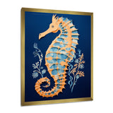 Gilded Blue Seahorse On Deep Blue - Blue Seahorse Wall Art
