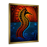 Majestic Minimal Seahorse In Red And Blue - Seahorse Framed Canvas Art