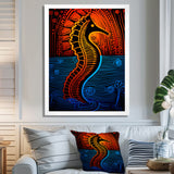 Majestic Minimal Seahorse In Red And Blue - Seahorse Framed Canvas Art