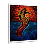 Majestic Minimal Seahorse In Red And Blue - Seahorse Framed Canvas Art