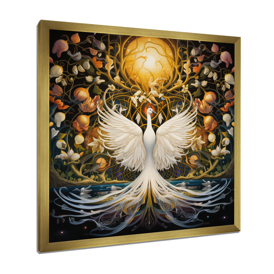 Celestial Grace Of The White Swan - Swans Canvas Wall Art