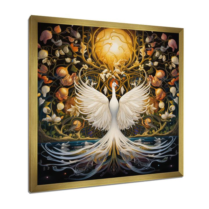 Celestial Grace Of The White Swan - Swans Canvas Wall Art