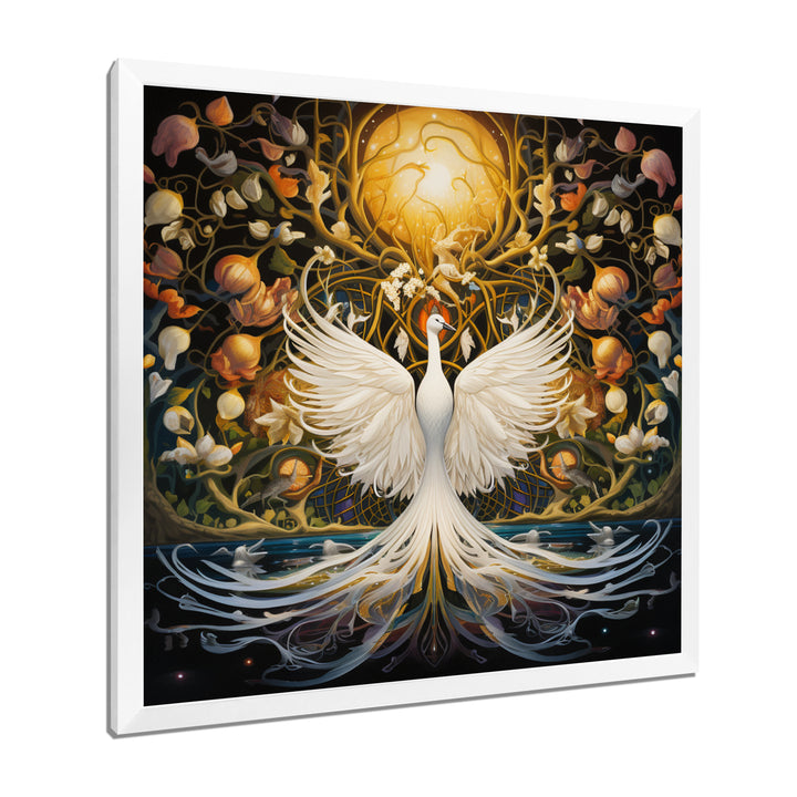 Celestial Grace Of The White Swan - Swans Canvas Wall Art