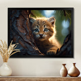 Cute Tiger Kitten In A Tree - Tiger Wall Decor