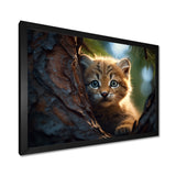 Cute Tiger Kitten In A Tree - Tiger Wall Decor