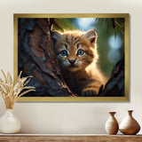 Cute Tiger Kitten In A Tree - Tiger Wall Decor