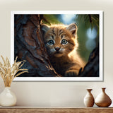 Cute Tiger Kitten In A Tree - Tiger Wall Decor