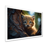 Cute Tiger Kitten In A Tree - Tiger Wall Decor
