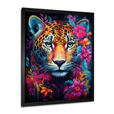 Tiger Portrait With Blossoming Fuchsia Flower - Tiger Fashion Wall Art Prints