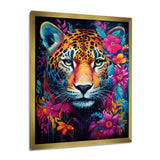 Tiger Portrait With Blossoming Fuchsia Flower - Tiger Fashion Wall Art Prints