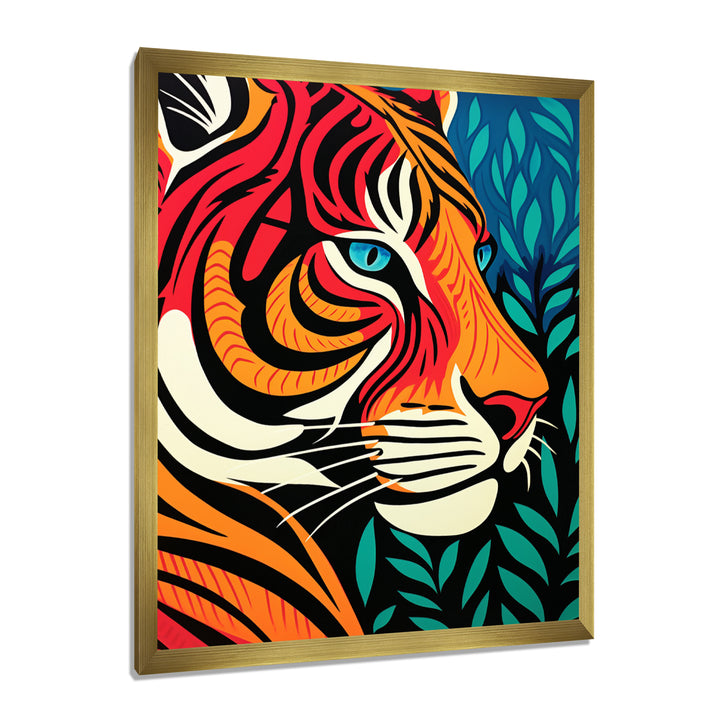 Glorious Portrait Of Tiger In The Woods Retro Abstract - Brown Tiger Wall Art