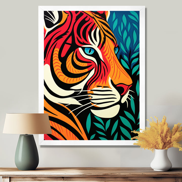 Glorious Portrait Of Tiger In The Woods Retro Abstract - Brown Tiger Wall Art